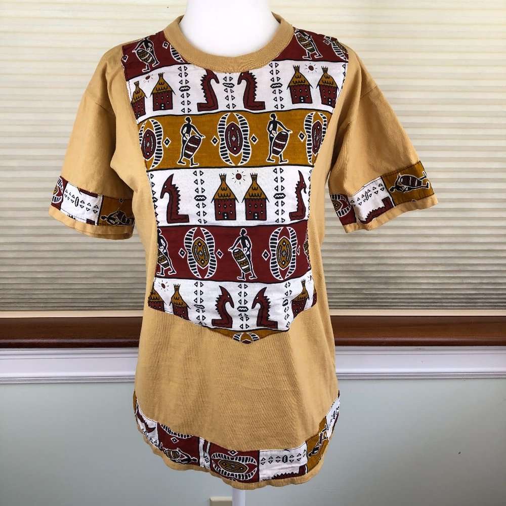 Kool & Cool Dashiki Tribal African Print Short Sleeve T-Shirt Top Festival
